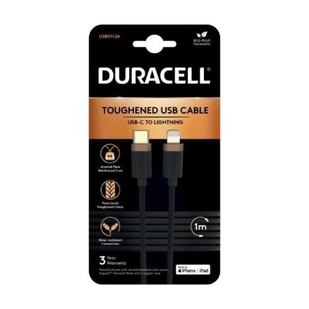 Greito ikrovimo kabelis DURACELL 1m USB-C Lightning C94,1 vnt.