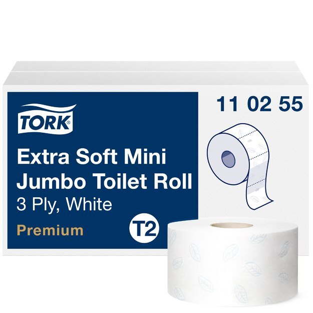 Tualetinis popierius TORK PREMIUM MINI JUMBO EXTRA SOFT T2, 3 sluoksniai, 9,4 cm x 120 m, 110255