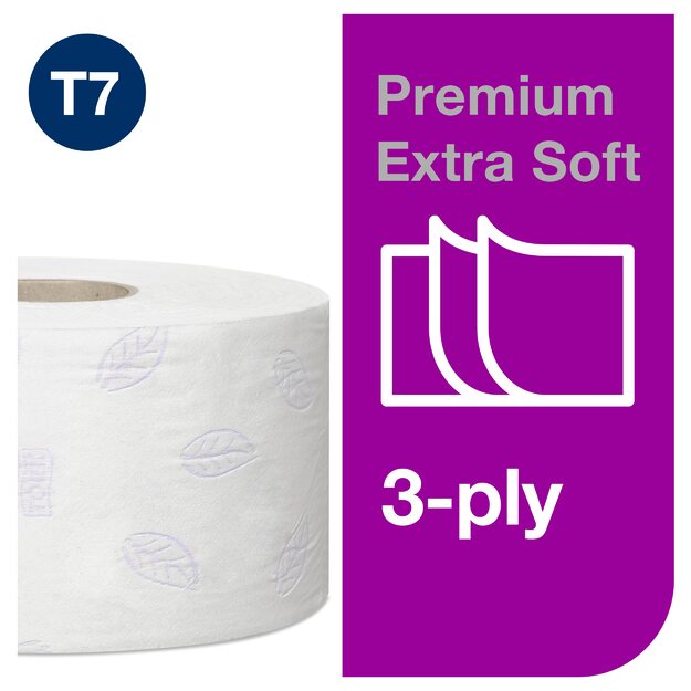 Tualetinis popierius TORK PREMIUM MINI JUMBO EXTRA SOFT T2, 3 sluoksniai, 9,4 cm x 120 m, 110255