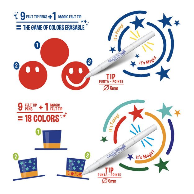 Flomasteriai CARIOCA MAGIC, 20 vnt. + 2 magiški žymekliai