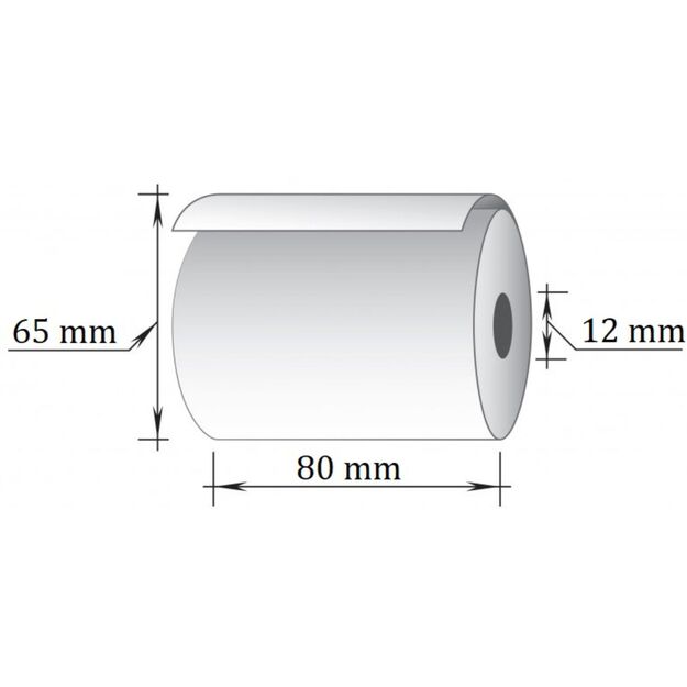 Kasos juosta 80mmx63m (D70mm), terminis popierius, viensluoksnė, 10 vnt/pak