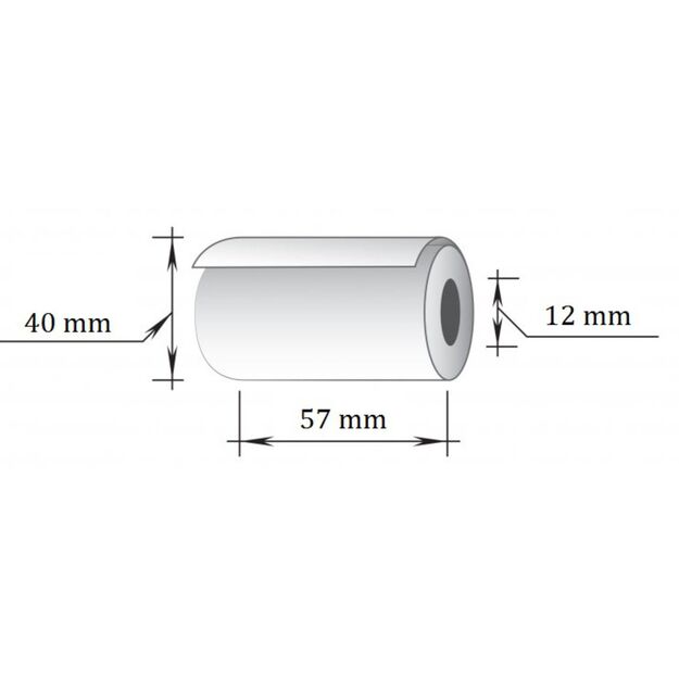 Kasos juosta, 57 mm x 18 m, terminis popierius, viensluoksnė (D40 mm), 10 vnt/pak