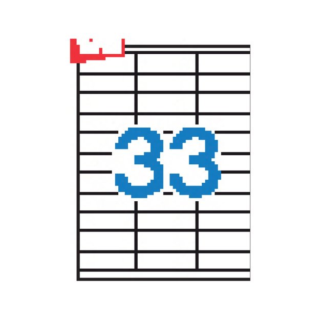 Lipnios etiketės APLI, 70 x 25,4 mm, A4, 33 lipdukai lape, 100 lapų, balta