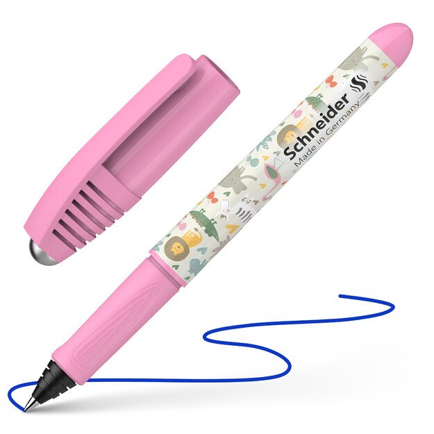 Kapsulinis rašiklis SCHNEIDER Zippi, plastikinis rožinis korpusas, mėlynas rašalas