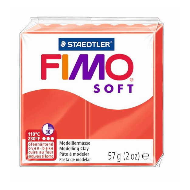 Modelinas FIMO SOFT, 57 g, Indijos raudona sp.