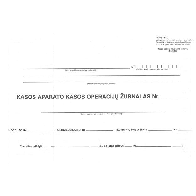 Kasos operacijų žurnalas, horizontalus, A4