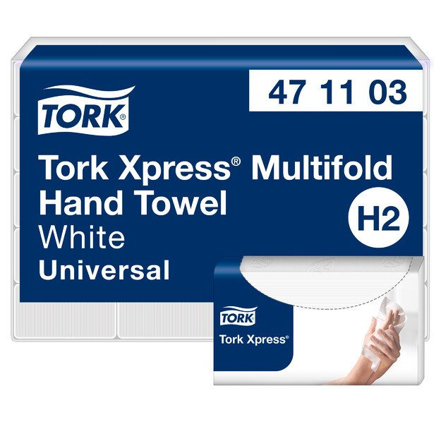 Rankų servetelės TORK XPRESS MULTIFOLD, 471103, 2 sl., 190 serv., 23.4 x 21.3 cm, balta sp.