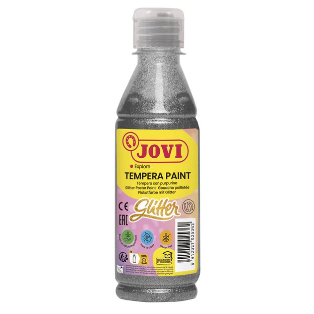 Tempera dažai JOVI, 250ml, sidabrinės sp., blizgūs