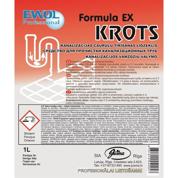 Valiklis vamzdžiams EWOL Professional Formula EX (Krot), skystas 1l