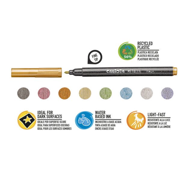 Flomasteriai CARIOCA Metallic FineMarkers, 8 vnt.