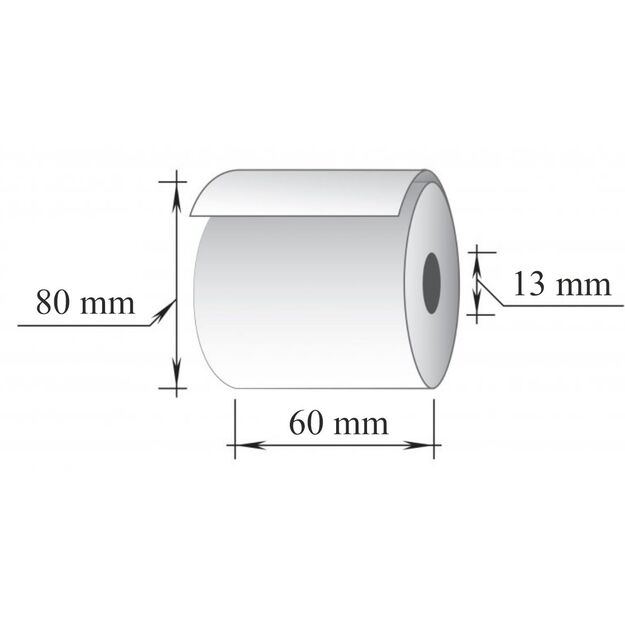 Terminė kasos juosta 60x80m/13mm (maks. diam. 80mm) 55g., , 3 vnt./pak.