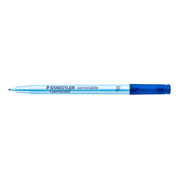 Sauso valymo koreguojamasis žymeklis STAEDTLER Lumocolor F, 0,6 mm brėžis, mėlyna sp.