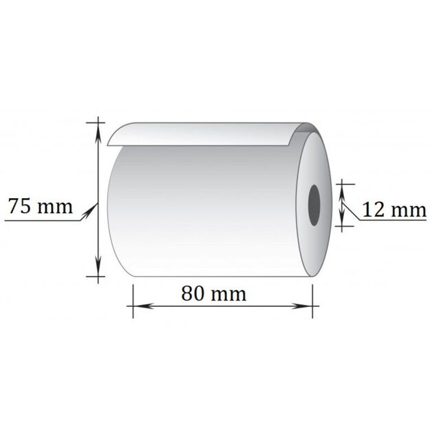 Kasos juosta, 80 mm x 73 m, 48 g., terminis popierius, viensluoksnė, 10 vnt/pak