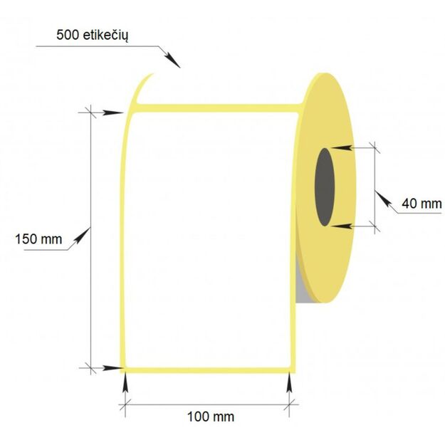 Lipnios Termo etiketės 100x150mm 500 vnt rulone