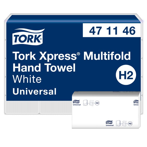 Rankšluostis TORK XPRESS Multifold 471146, 2 sl., 23,4 x 21,3 cm, balta sp. su lapų raštais