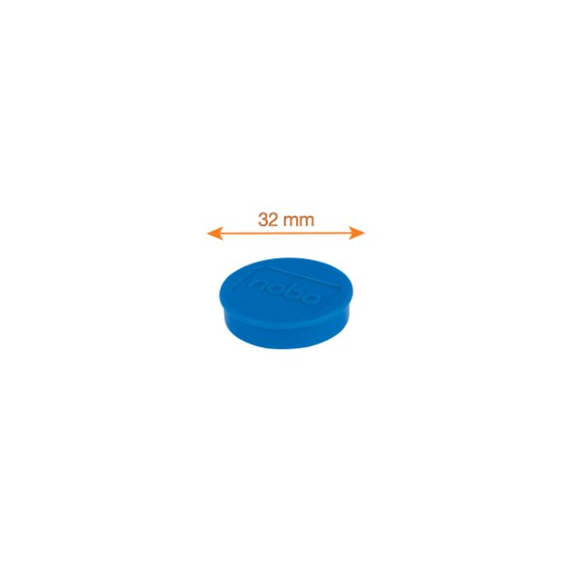 Baltosios lentos magnetai Nobo, 32mm, 10 vnt., mėlynos spalvos