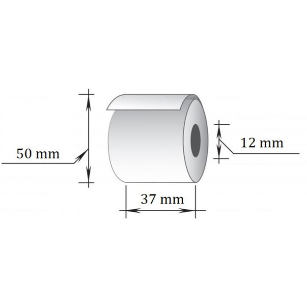 Kasos juosta, 37 mm x 30 m / 12 mm, terminis popierius, viensluoksnė, 14 vnt/pak