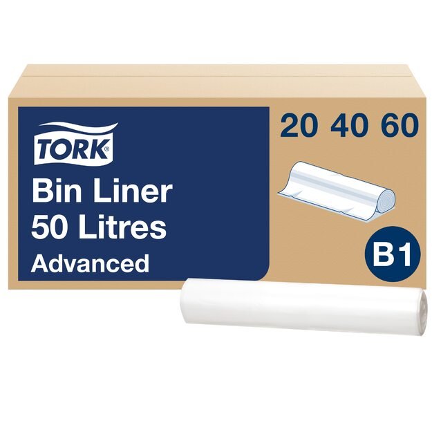 Šiukšlių maišai skirti TORK B1 šiukšliadėžėms, 50 L, 25 vnt, balti, 204060
