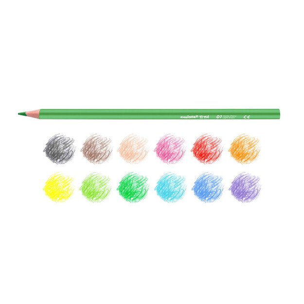 Spalvoti pieštukai CARIOCA TITA, tribriauniai, 12 spalvų