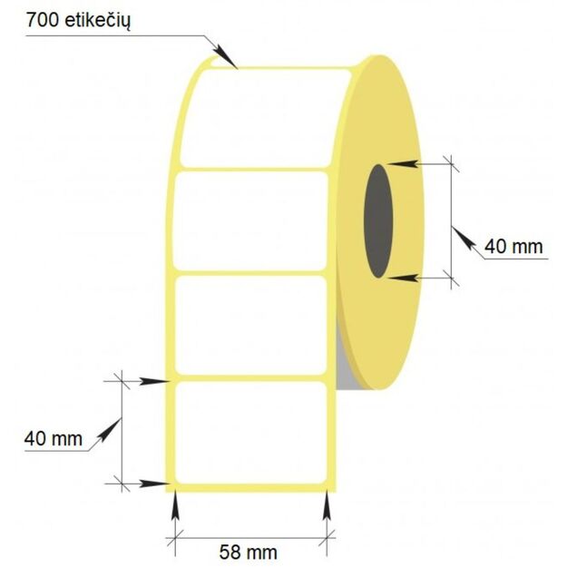 Lipnios etiketės, 58 x 40/40 mm, 700 vnt., Thermal Eco, baltos sp.