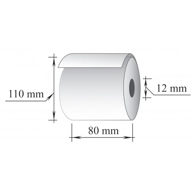 Kasos juosta 80x110m/12mm (maks.diam.110mm), terminis popierius, 2 vnt./pak.