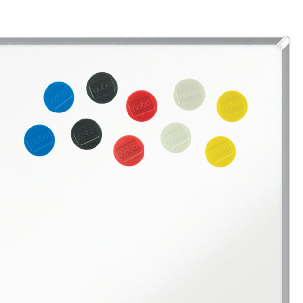 Baltosios lentos magnetai Nobo, 32mm, 10 vnt., įvairių spalvų