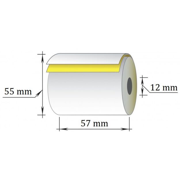 Kasos juosta, 57 mm x 16 m, savikopijuojanti (sc+sc), dvisluoksnė (D55 mm), 10 vnt/pak