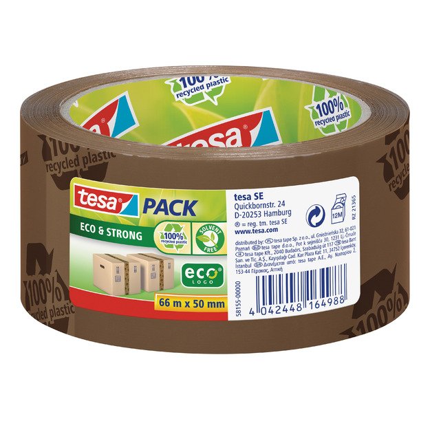 Ekologiška ir stipri pakavimo juosta TESA PACK Eco & Strong, 50mm x 66m, rudos sp.