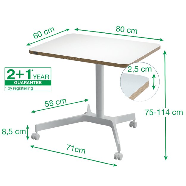 Kompaktiškas elektrinis LEITZ ERGO stalas 80x60, baltas