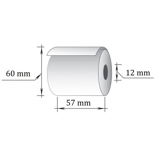 Kasos juosta, 57 mm x 43 m, terminis popierius, viensluoksnė (D60 mm), 10 vnt/pak