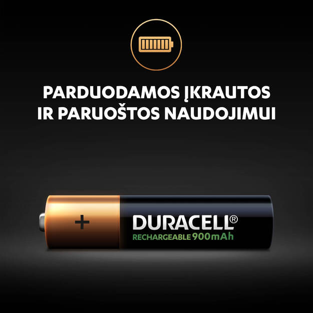 „Duracell Recharge 900 mAh“ AAA baterijos, 4 baterijų pakuotė