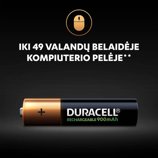 „Duracell Recharge 900 mAh“ AAA baterijos, 4 baterijų pakuotė