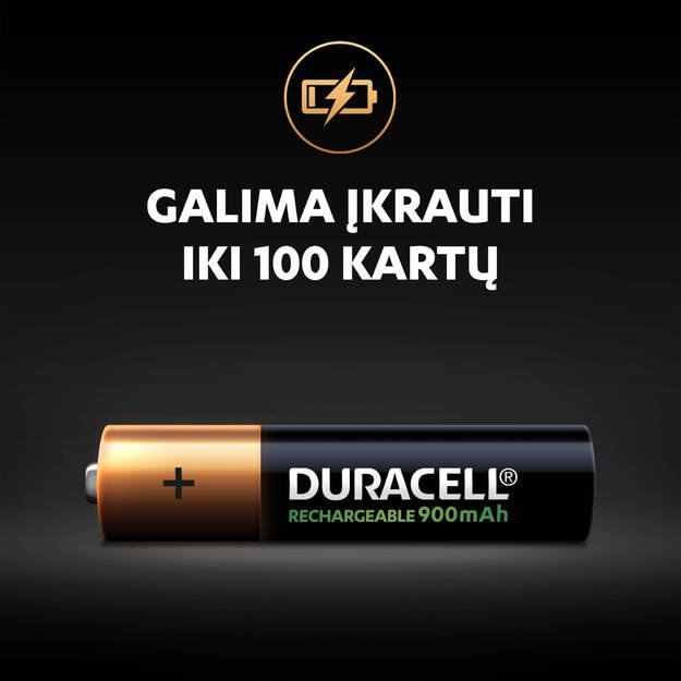 „Duracell Recharge 900 mAh“ AAA baterijos, 4 baterijų pakuotė