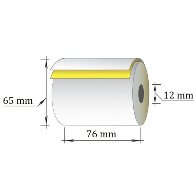 Kasos juosta, 76 mm x 20 m, savikopijuojanti (Off+SC), dvisluoksnė (D65 mm), 10 vnt/pak