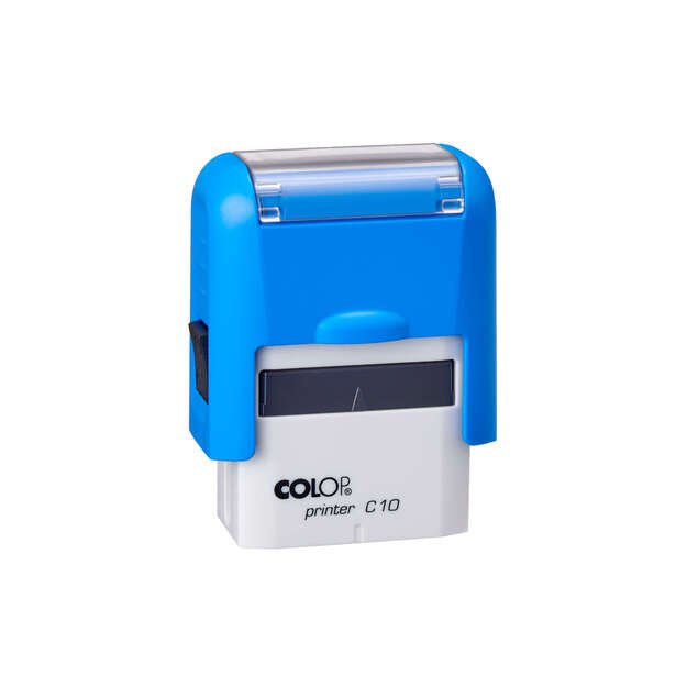 Antspaudas COLOP Printer C10, mėlynas korpusas, mėlyna pagalvėlė