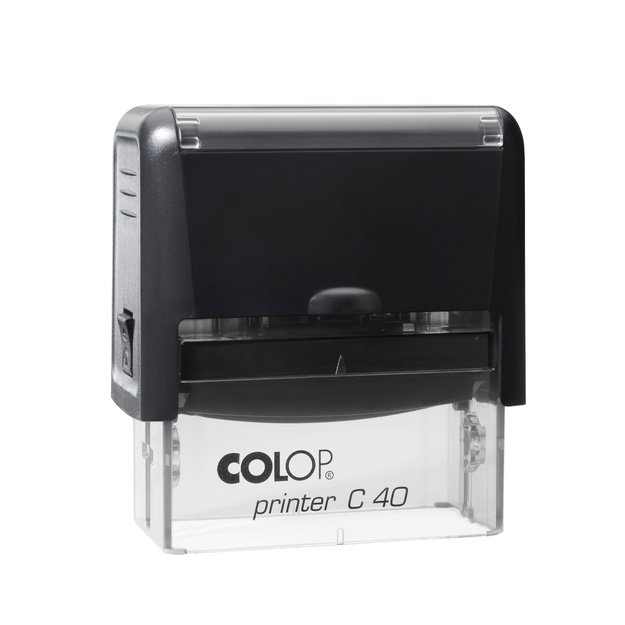 Antspaudas COLOP Printer C40, juodas korpusas, juoda pagalvėlė