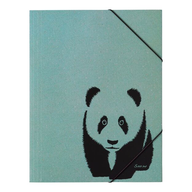 Aplankas dokumentams, sąsiuviniams PAGNA Panda, A4, su gumele, žalia sp.