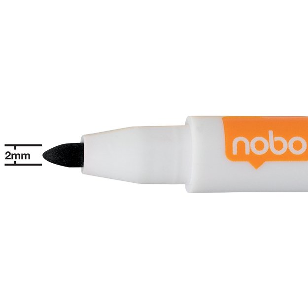 Baltos lentos žymekliai NOBO Mini, su valikliu, 6 vnt., įv. spalvų