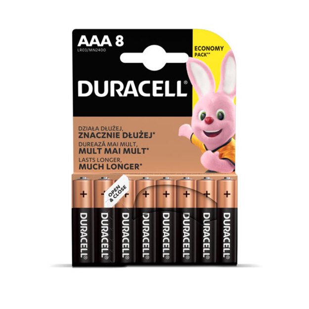 Baterijos DURACELL AAA, LR03, 8vnt