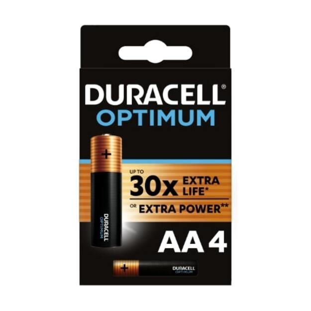 Baterijos DURACELL Optimum, AA, 4 vnt.