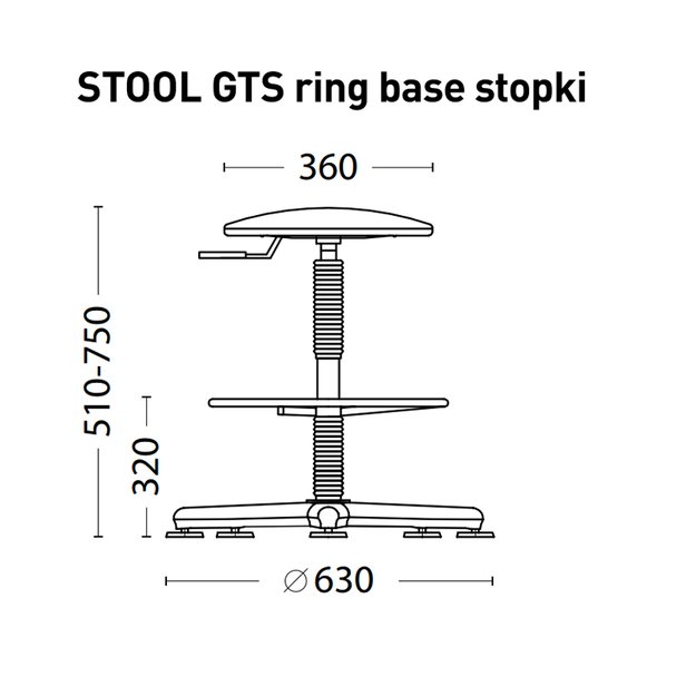 Darbo kėdė STOOL GTS RING STOPKI, dirbtinė oda, V-14, juoda sp.