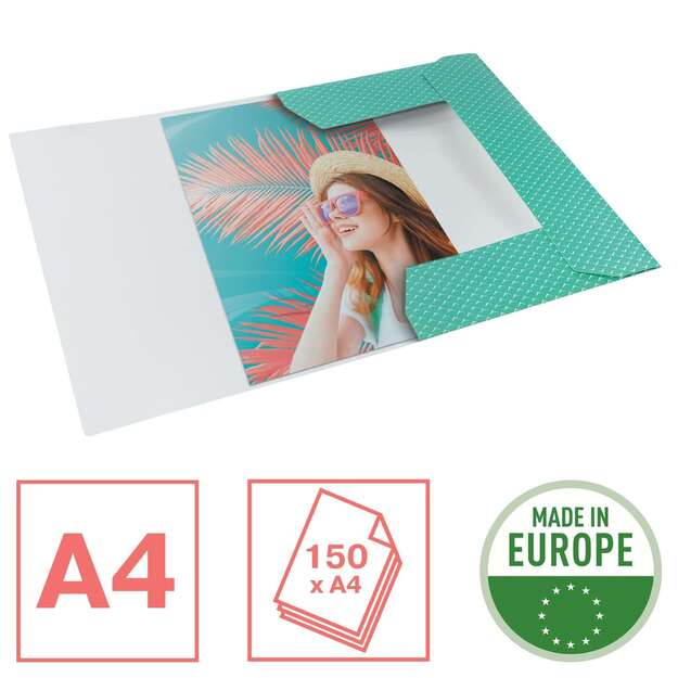 Dėklas dokumentams su gumele Esselte Colour Breeze, A4, kartoninis, žalia