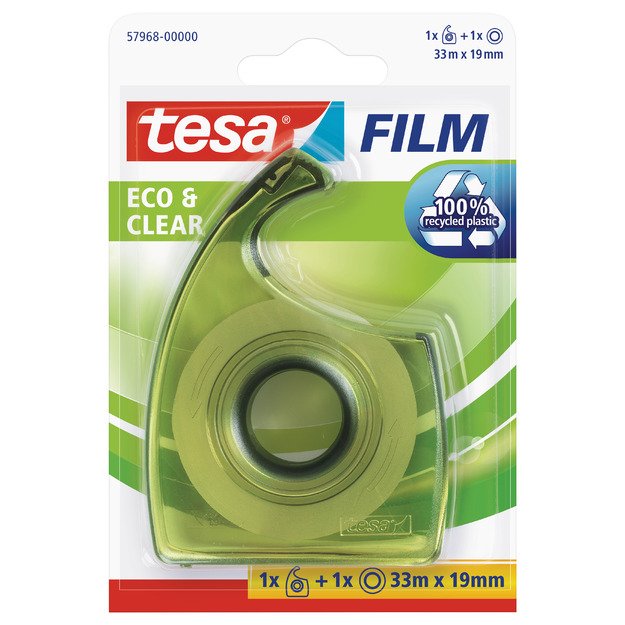 Ekologiška lipni juostelė TESA Film eco & clear, su dėklu, 19mm x 33m, skaidri