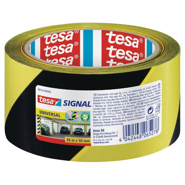 Lipni žymėjimo juosta TESA Signal , PP, 50mm x 66m, geltona-juoda