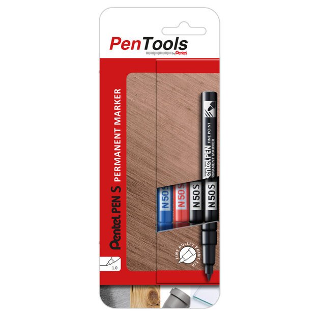 Permanentinis žymeklis Pentel Tool Pen N50S, 1mm , 4 pcs, įvairių spalvų