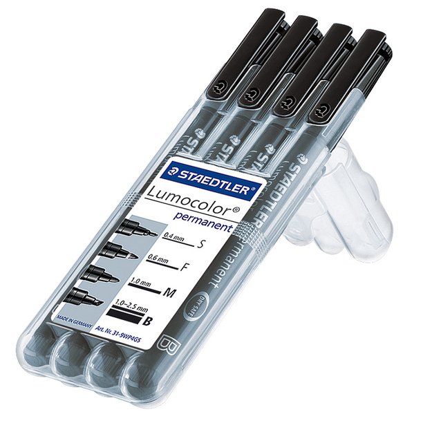 Permanentinių žymeklių rinkinys STAEDTLER LUMOCOLOR 31-9WP4GS, JUODA