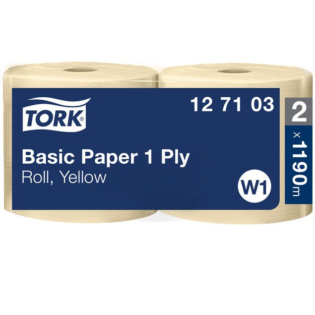 Pramoninis popierius TORK BASIC, 1 sl., W1, 23.5 cm x 1190 m, geltona sp.