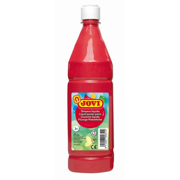 Skystas guašas buteliuke JOVI 1000 ml,  raudona sp. (vermillion)