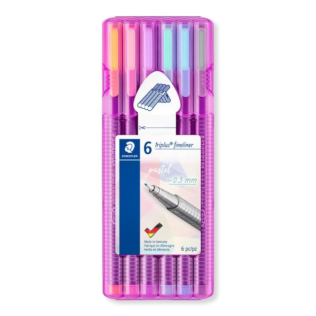 Spalvoti pasteliniai rašikliai STAEDTLER, 0,3 mm, 6 vnt.