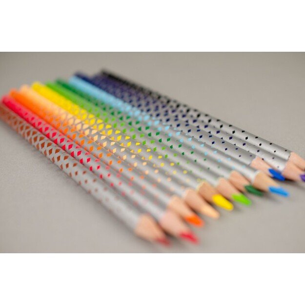 Spalvoti pieštukai KORES KOLORES MAGIK, tribriauniai, 3mm, ištrinami, 12 spalvų + trintukas